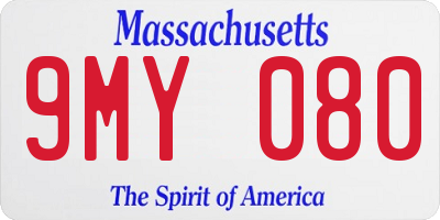 MA license plate 9MY080