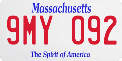 MA license plate 9MY092