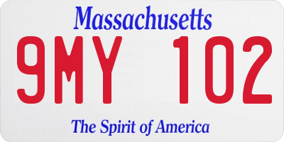 MA license plate 9MY102