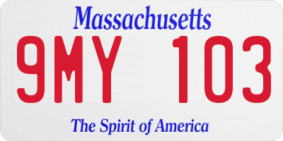 MA license plate 9MY103
