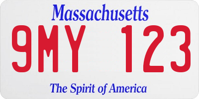 MA license plate 9MY123