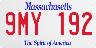 MA license plate 9MY192