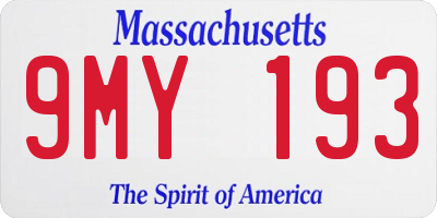 MA license plate 9MY193