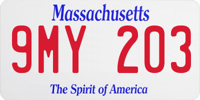 MA license plate 9MY203