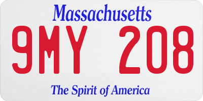 MA license plate 9MY208
