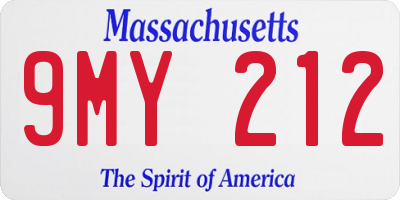 MA license plate 9MY212