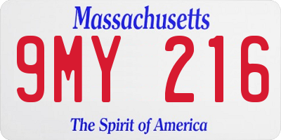 MA license plate 9MY216