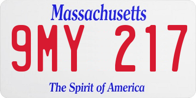 MA license plate 9MY217