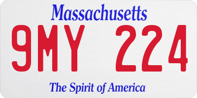 MA license plate 9MY224