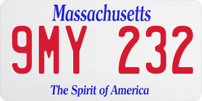 MA license plate 9MY232