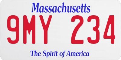 MA license plate 9MY234