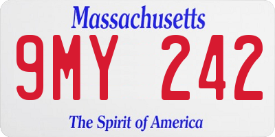 MA license plate 9MY242