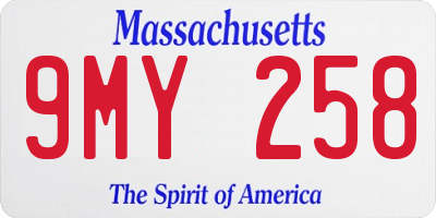 MA license plate 9MY258