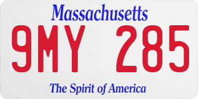 MA license plate 9MY285