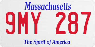 MA license plate 9MY287
