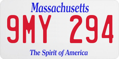 MA license plate 9MY294