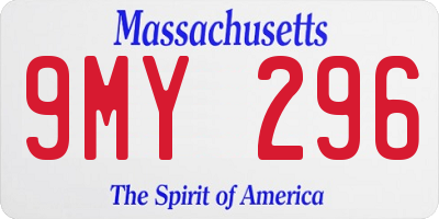 MA license plate 9MY296