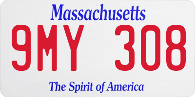 MA license plate 9MY308