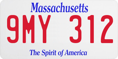 MA license plate 9MY312