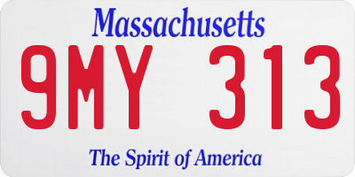 MA license plate 9MY313