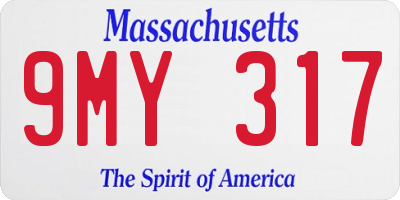MA license plate 9MY317