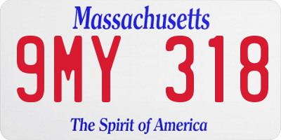 MA license plate 9MY318