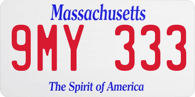 MA license plate 9MY333