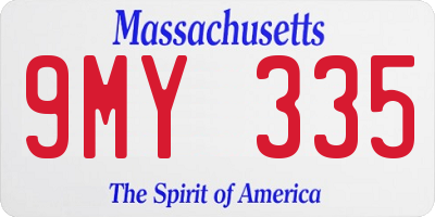 MA license plate 9MY335