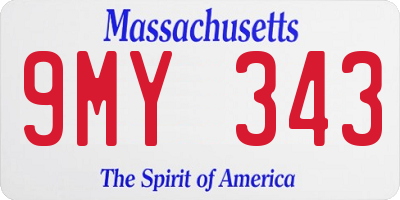 MA license plate 9MY343