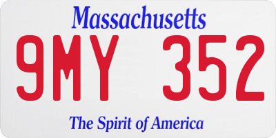 MA license plate 9MY352