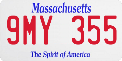MA license plate 9MY355