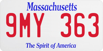 MA license plate 9MY363