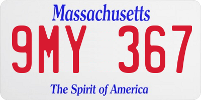 MA license plate 9MY367