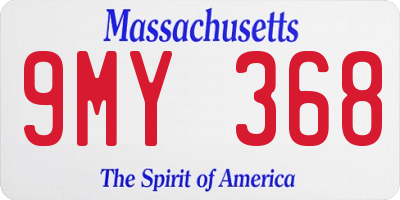 MA license plate 9MY368