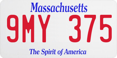 MA license plate 9MY375