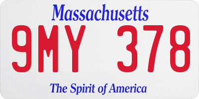 MA license plate 9MY378