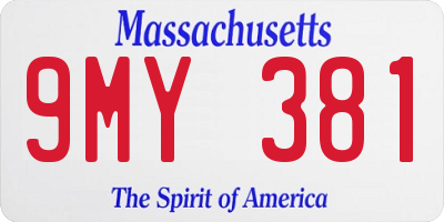 MA license plate 9MY381