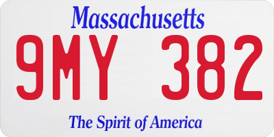 MA license plate 9MY382