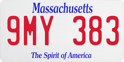 MA license plate 9MY383