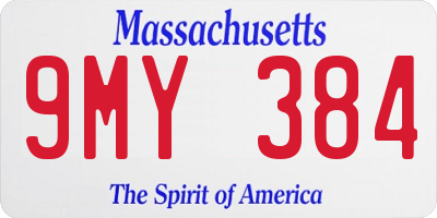 MA license plate 9MY384