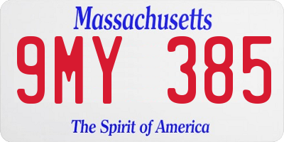 MA license plate 9MY385