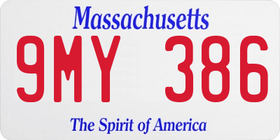 MA license plate 9MY386