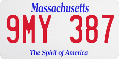 MA license plate 9MY387