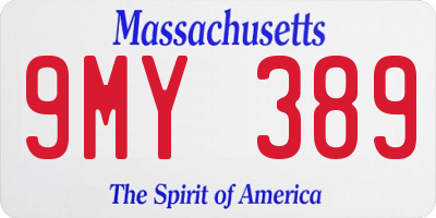 MA license plate 9MY389