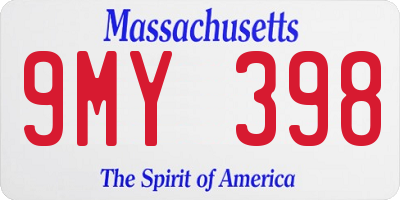 MA license plate 9MY398