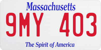 MA license plate 9MY403