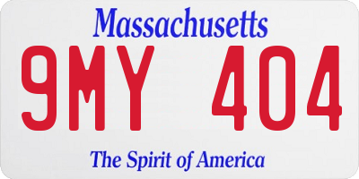 MA license plate 9MY404