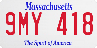 MA license plate 9MY418