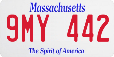 MA license plate 9MY442