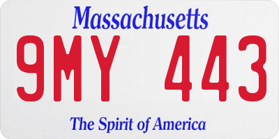 MA license plate 9MY443